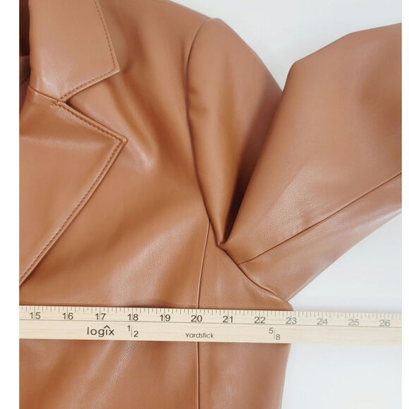 CHICO'S FAUX LEATHER BLAZER IN CAMEL, SZ 3/XL - Picture 12 of 16
